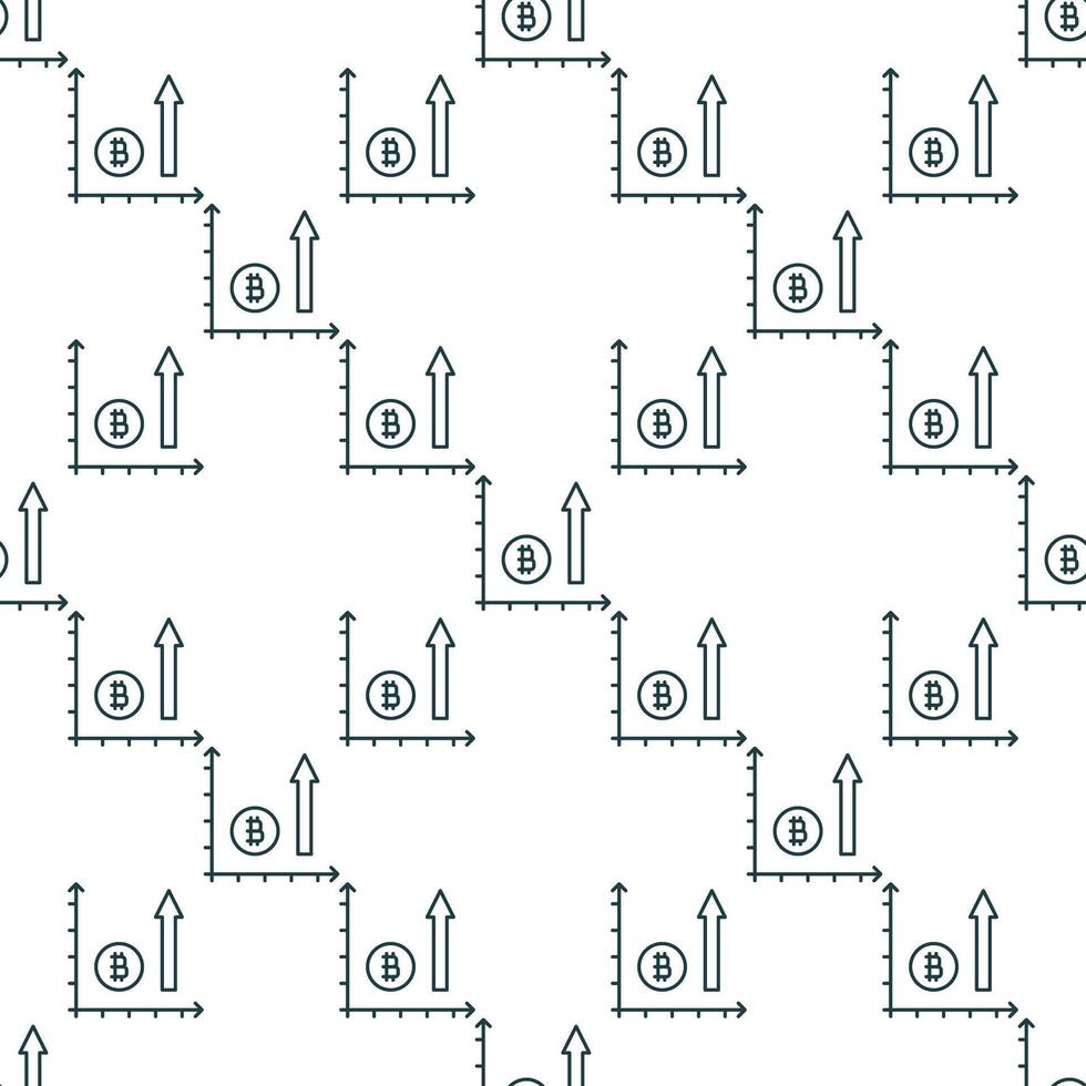 Bitcoin Chart Cryptocurrency Investment thin line minimal seamless pattern vector