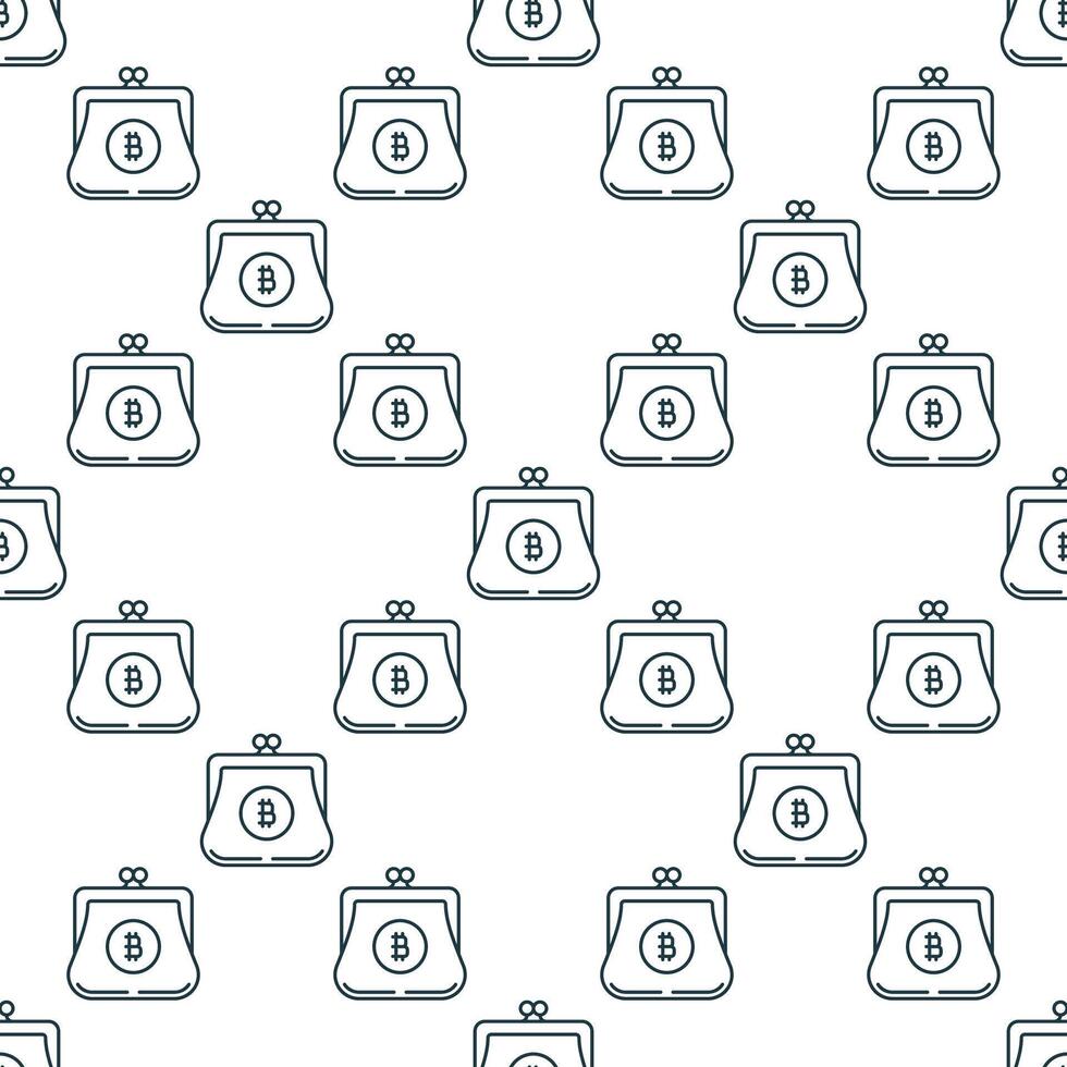 bitcoin retro billetera criptomoneda inversión Delgado línea sin costura modelo vector