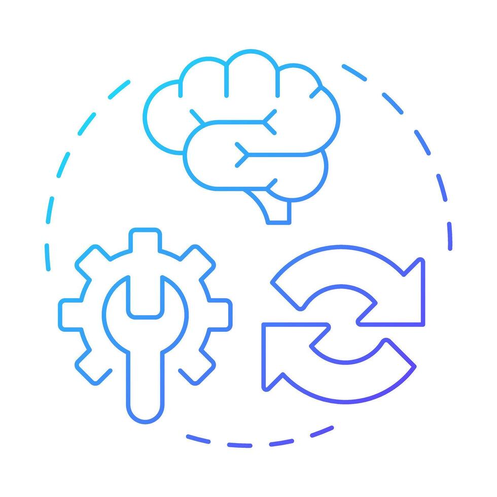 Recalibration blue gradient concept icon. Reconfiguring resources. Step in capacity management processes. Round shape line illustration. Abstract idea. Graphic design. Easy to use in presentation vector