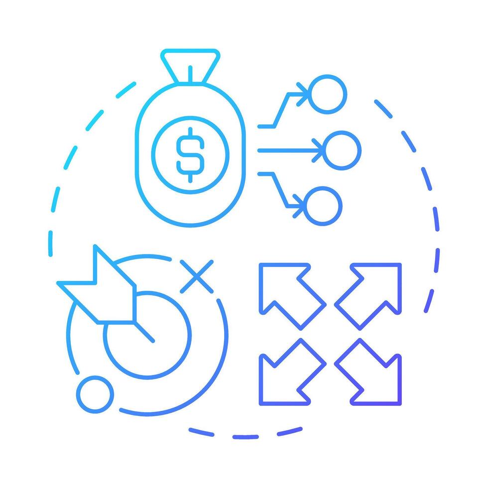 Allocation blue gradient concept icon. Resources planning and control. Step in capacity management processes. Round shape line illustration. Abstract idea. Graphic design. Easy to use in presentation vector