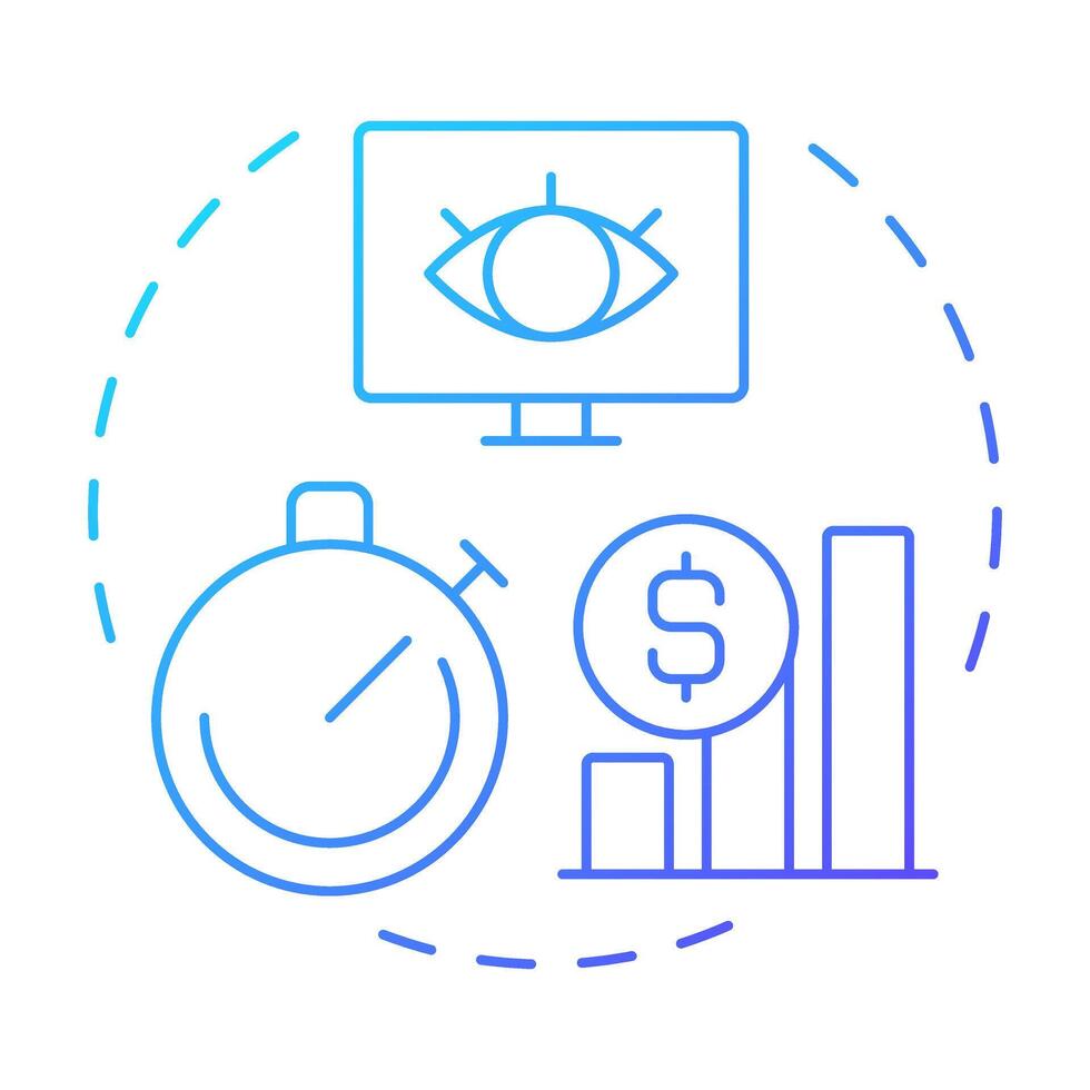 Monitoring blue gradient concept icon. Tracking of performance. Step in capacity management processes. Round shape line illustration. Abstract idea. Graphic design. Easy to use in presentation vector