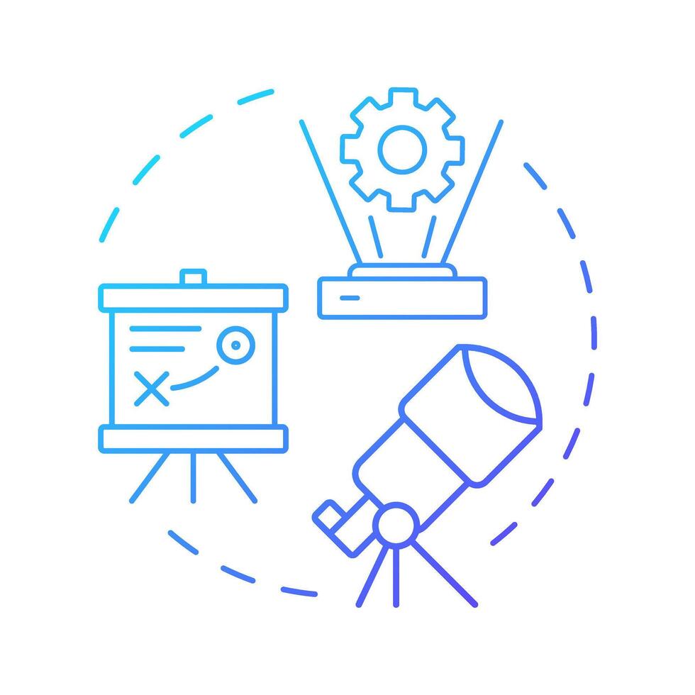 Making projections blue gradient concept icon. Future requirements. Step in capacity management processes. Round shape line illustration. Abstract idea. Graphic design. Easy to use in presentation vector