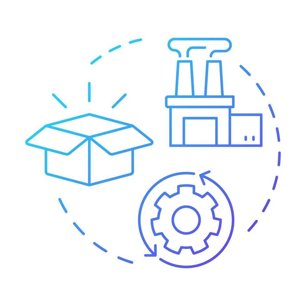 Production capacity management blue gradient concept icon. Aligning manufacturing capabilities with demand. Round shape line illustration. Abstract idea. Graphic design. Easy to use in presentation vector