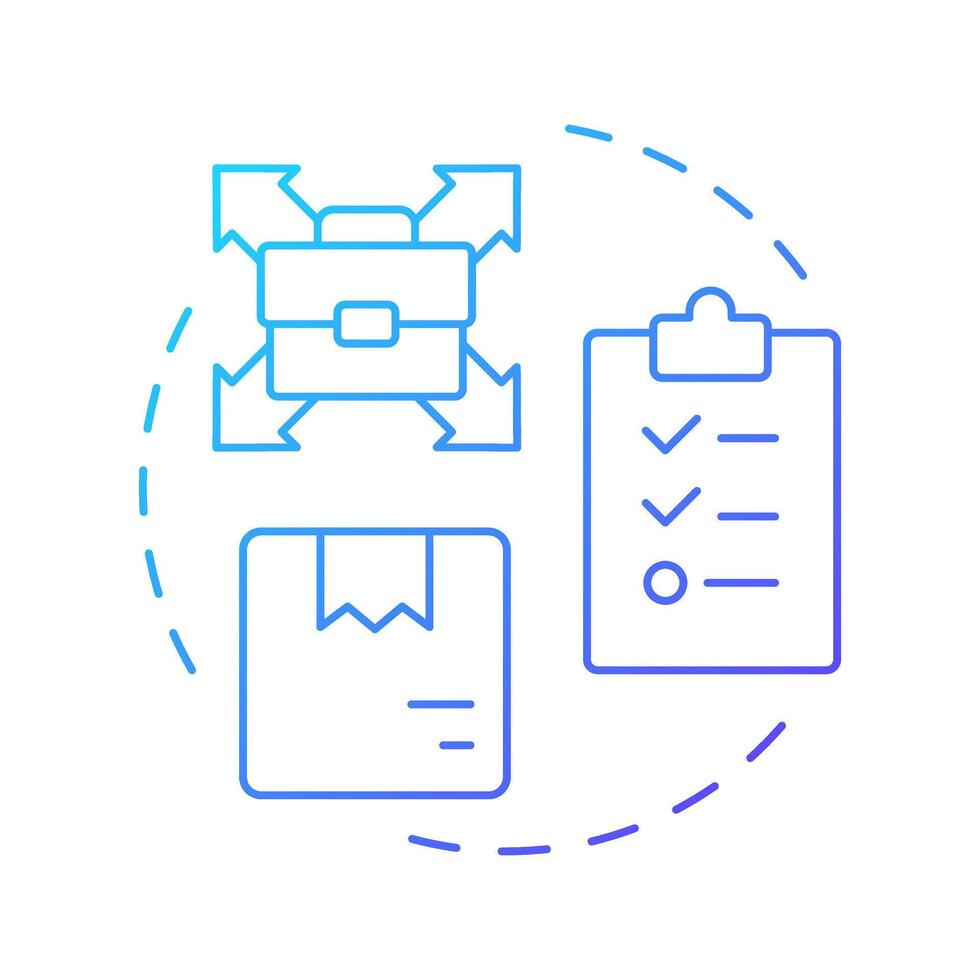 Resource availability blue gradient concept icon. Company ability demand response. Capacity management metric. Round shape line illustration. Abstract idea. Graphic design. Easy to use in presentation vector