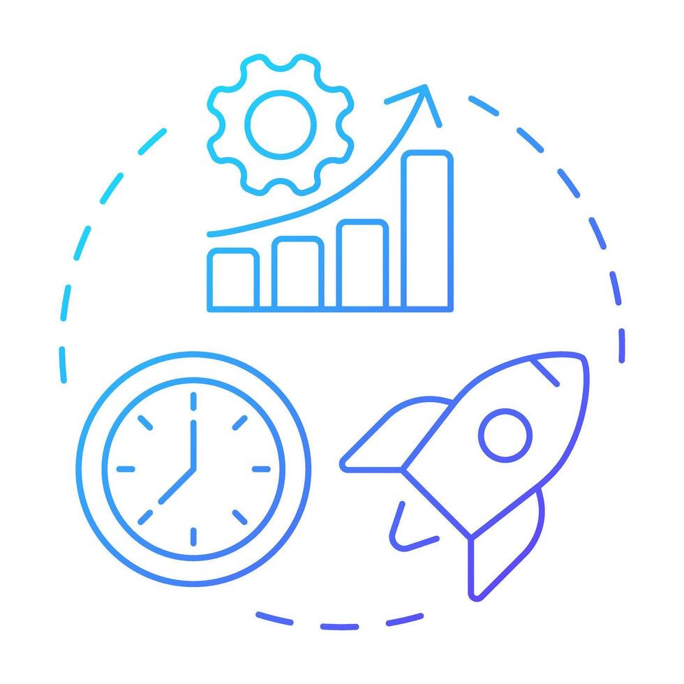 Throughput blue gradient concept icon. Actual performance and efficiency. Capacity management metric. Round shape line illustration. Abstract idea. Graphic design. Easy to use in presentation vector