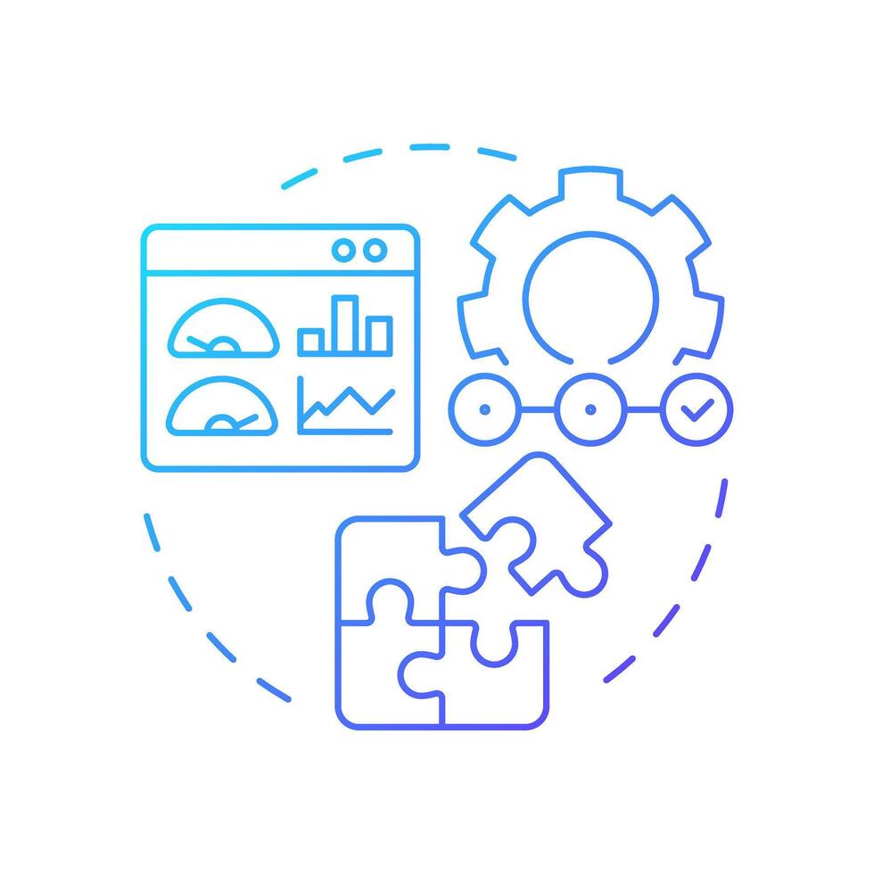 Proof of concept blue gradient concept icon. Validate feasibility. Technology readiness level. Research stage. Round shape line illustration. Abstract idea. Graphic design. Easy to use in brochure vector