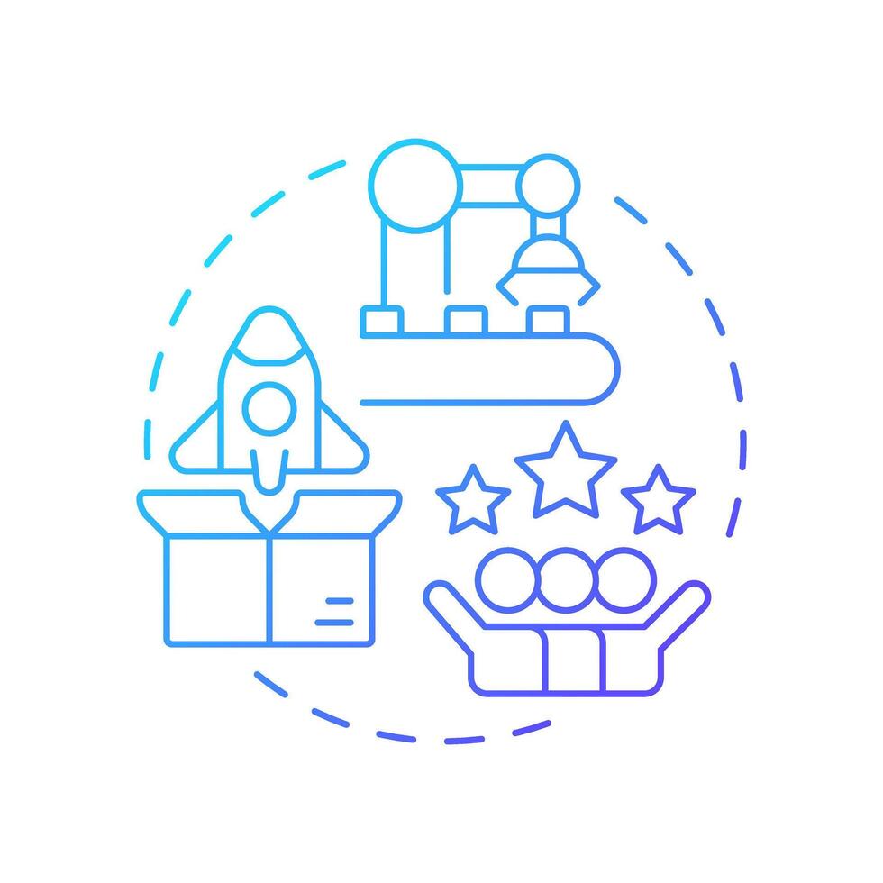 Full deployment blue gradient concept icon. Operational use. Technology readiness level. Product development. Round shape line illustration. Abstract idea. Graphic design. Easy to use in brochure vector