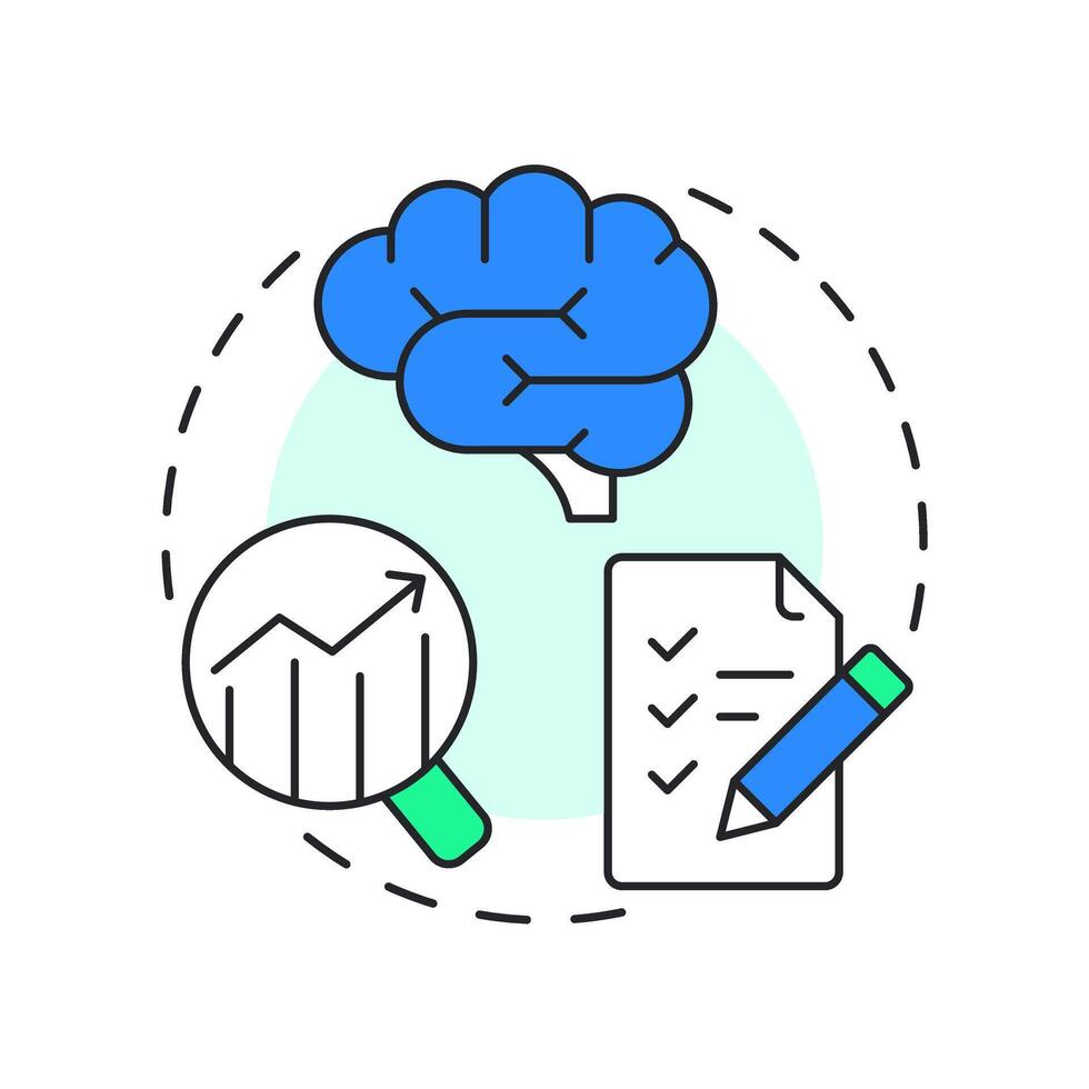 Requirements analysis multi color concept icon. Task list, brainstorm. Statistical graph, metric. Round shape line illustration. Abstract idea. Graphic design. Easy to use in infographic, presentation vector