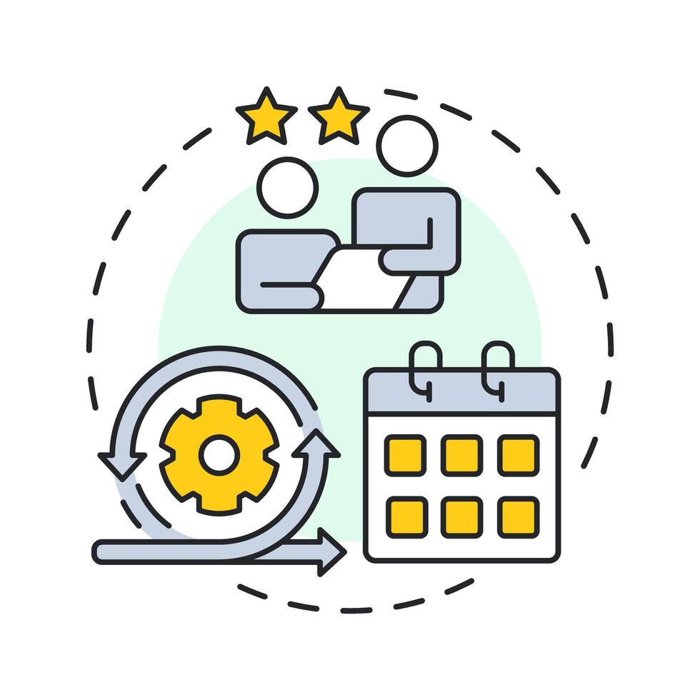 Agile model multi color concept icon. Schedule organization. Teamwork, workflow. Round shape line illustration. Abstract idea. Graphic design. Easy to use in infographic, presentation vector