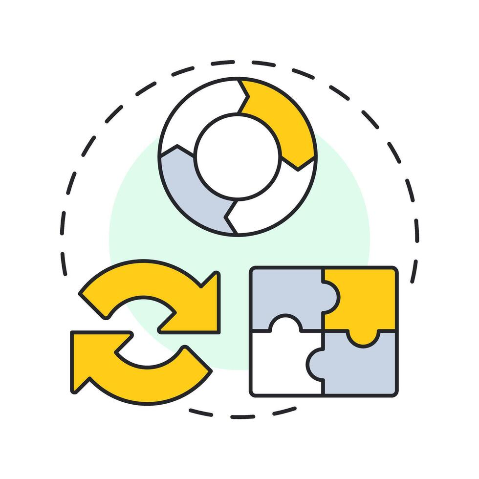 Iterative model multi color concept icon. Product development, workflow. Cycle diagram. Round shape line illustration. Abstract idea. Graphic design. Easy to use in infographic, presentation vector