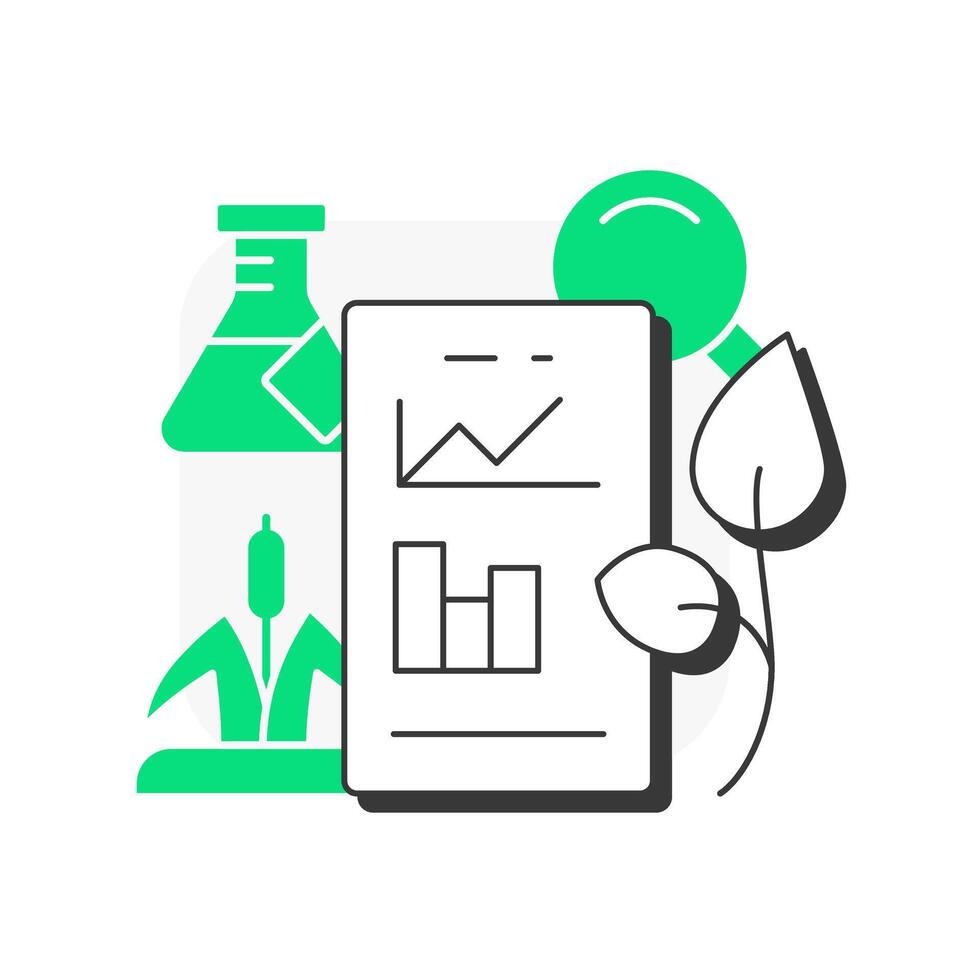 Wetland monitoring flat outline concept icon. Observation and data collection in marshes. Phase of swamps restoration. Modern line illustration with green glyphs. Conceptual visual. Easy to edit vector