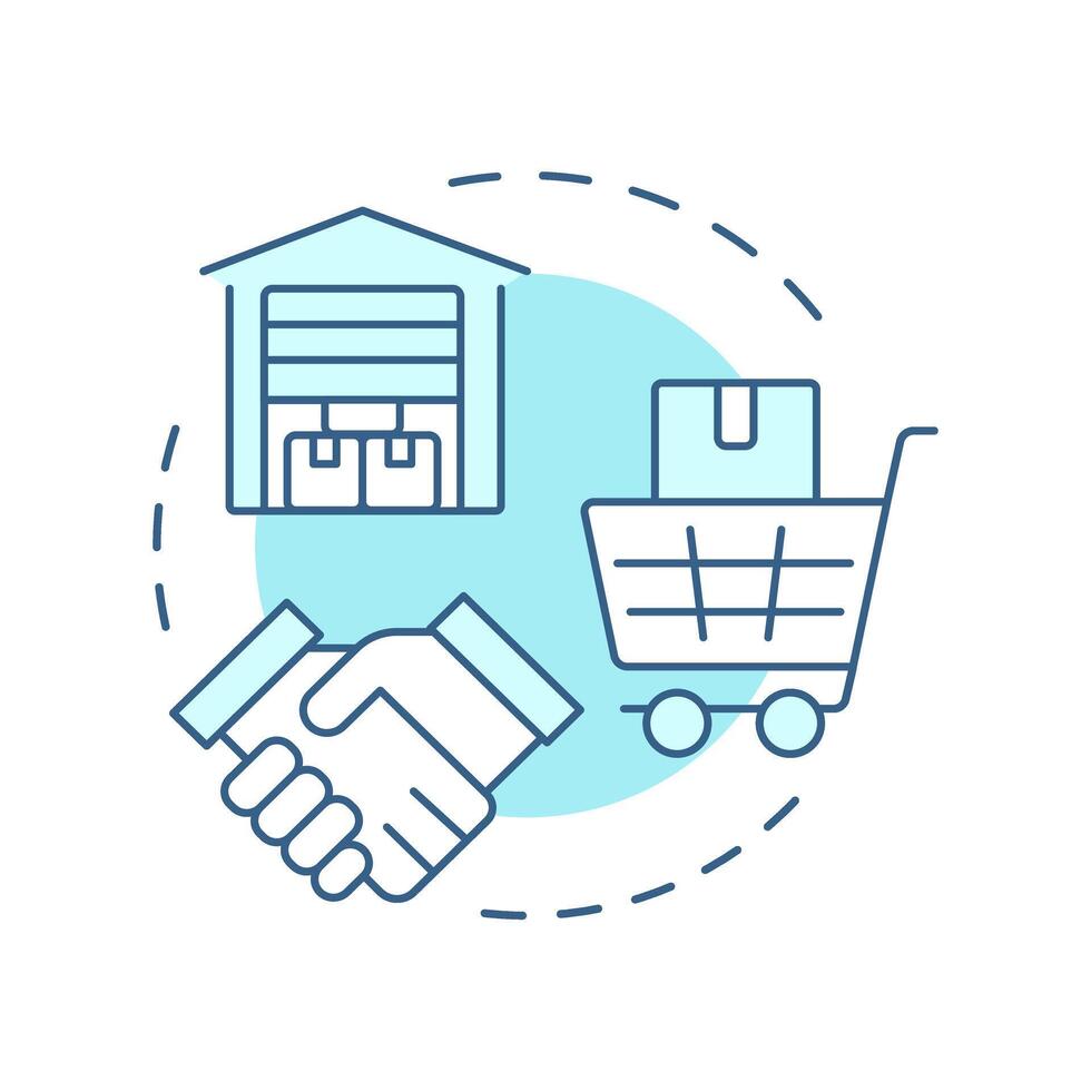 Vendor managed inventory soft blue concept icon. Supplier control of material. Resources management method. Round shape line illustration. Abstract idea. Graphic design. Easy to use in article vector