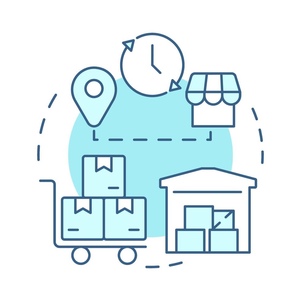 Dropshipping soft blue concept icon. Sellers transferring orders. Inventory management method and technique. Round shape line illustration. Abstract idea. Graphic design. Easy to use in article vector