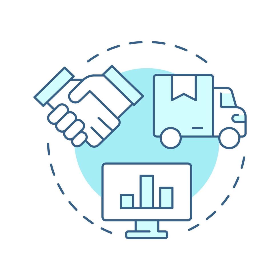 Analyze suppliers soft blue concept icon. Evaluate potential vendor. Step of inventory management process. Round shape line illustration. Abstract idea. Graphic design. Easy to use in article vector