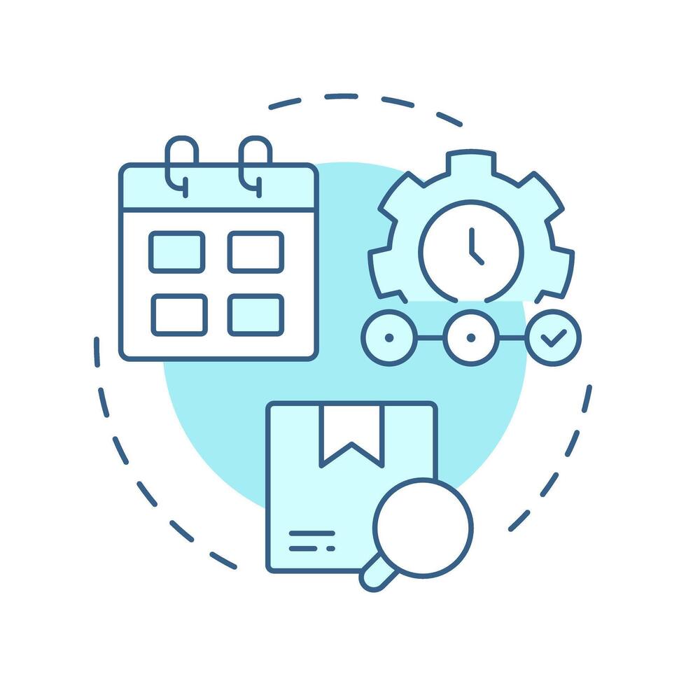 Periodic inventory system soft blue concept icon. Manual updates of resources. Supplies management strategy. Round shape line illustration. Abstract idea. Graphic design. Easy to use in article vector
