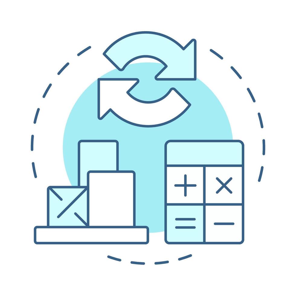 Reordering soft blue concept icon. Stock optimization strategy. Step of inventory management process. Round shape line illustration. Abstract idea. Graphic design. Easy to use in article vector