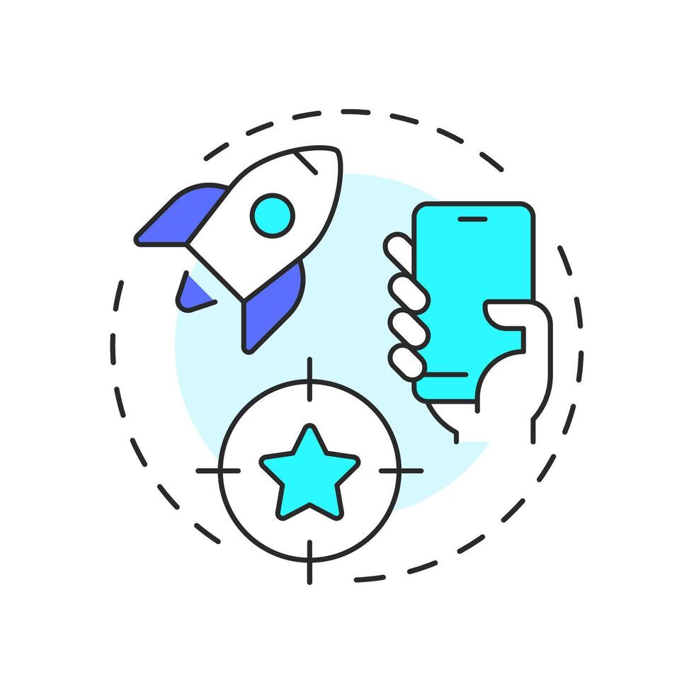 Mobile-first indexing multi color concept icon. Marketing efficiency, smartphone service. Round shape line illustration. Abstract idea. Graphic design. Easy to use in presentation, infographic vector