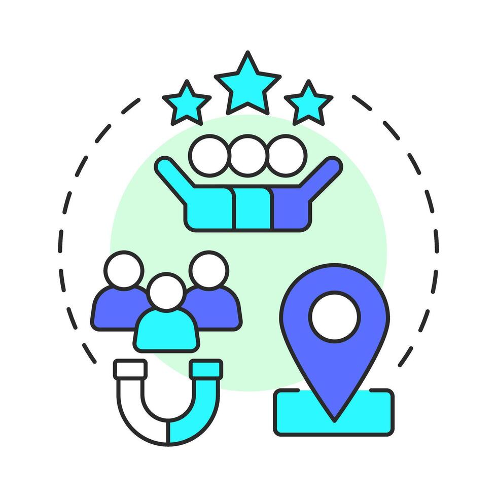 Local seo multi color concept icon. Lead generation. Customer experience, rating. Round shape line illustration. Abstract idea. Graphic design. Easy to use in presentation, infographic vector