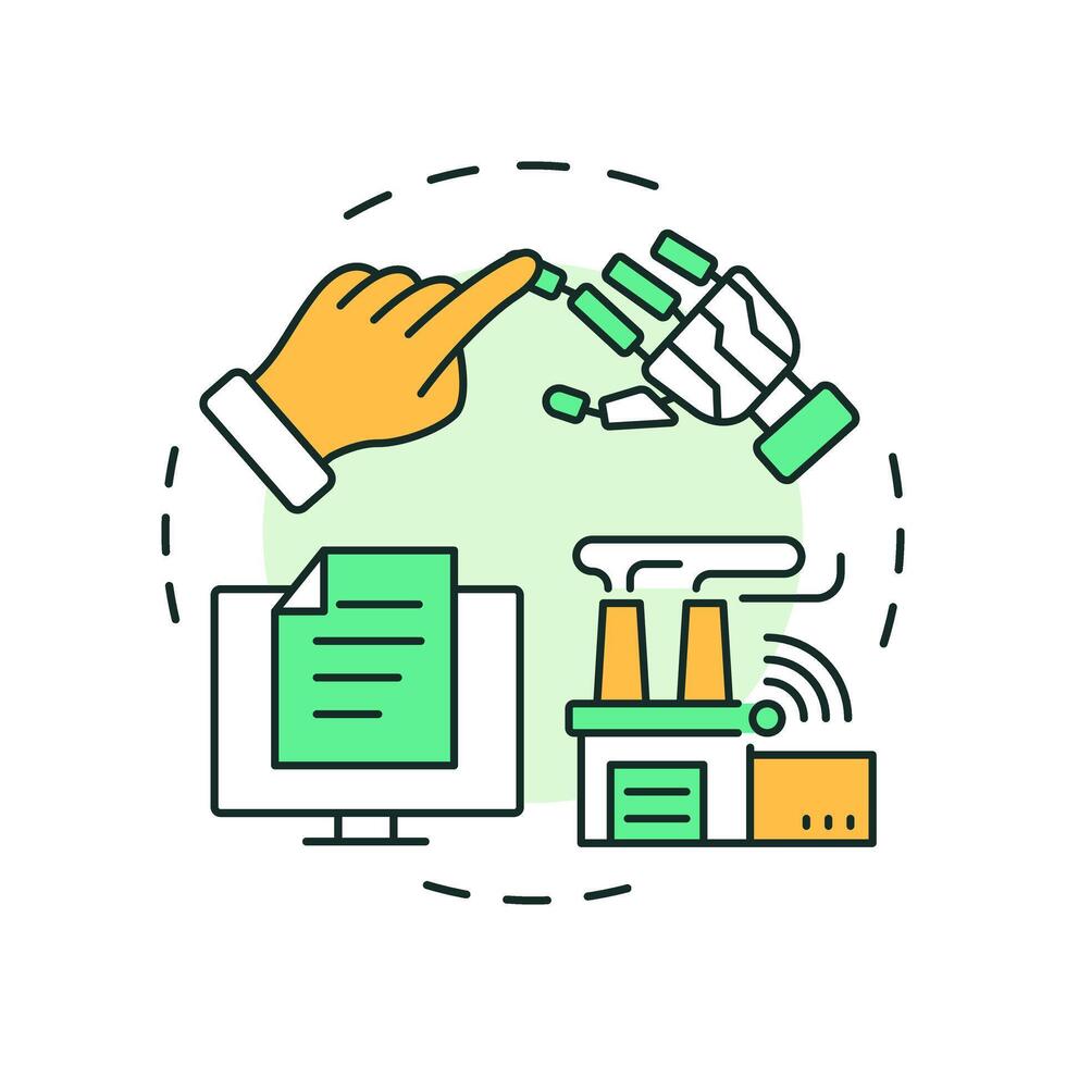 Digital transformation multi color concept icon. Iot factory, internet documentation. Round shape line illustration. Abstract idea. Graphic design. Easy to use in infographic, presentation vector