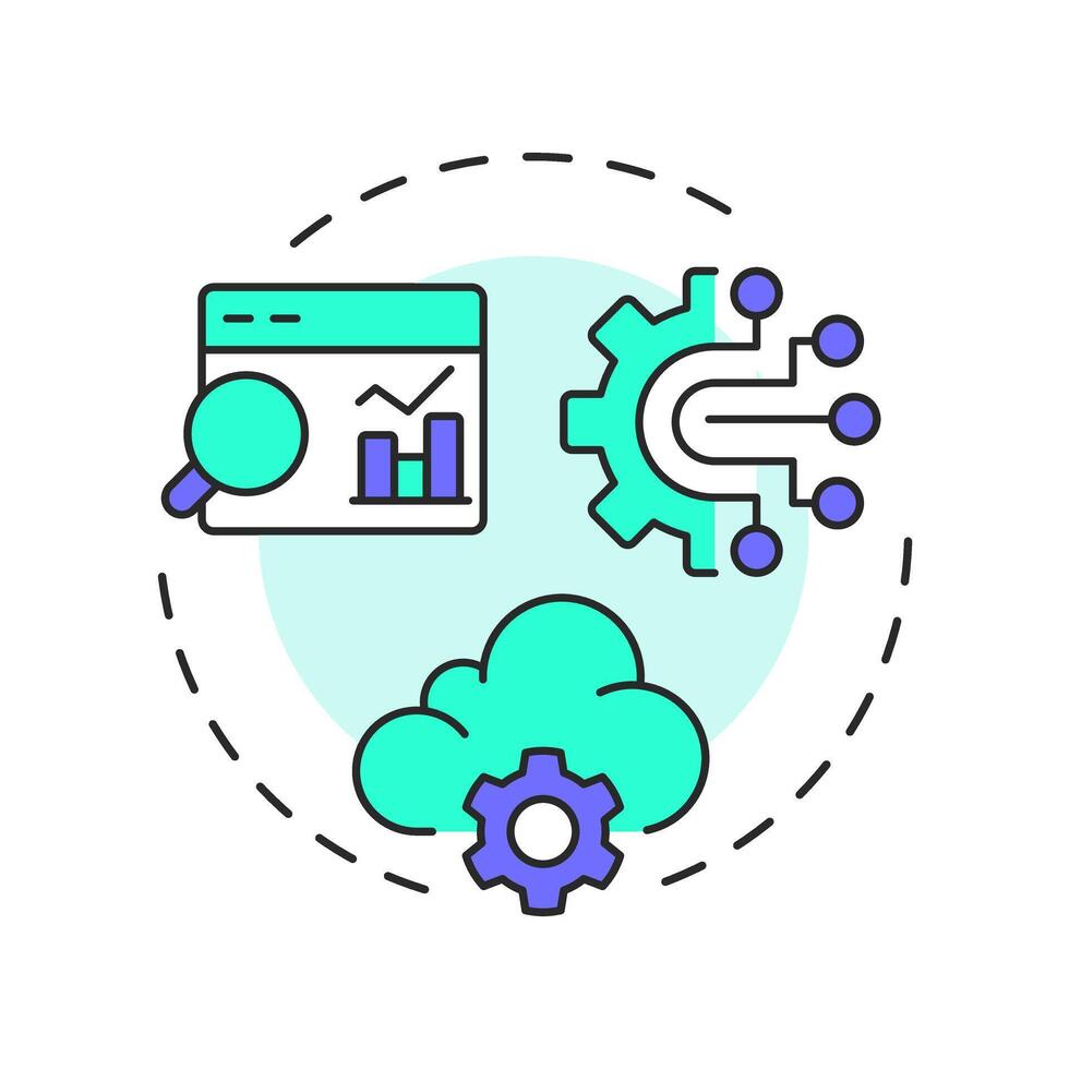 Digital operations multi color concept icon. Modern technology, ai. Statistical metrics. Round shape line illustration. Abstract idea. Graphic design. Easy to use in infographic, presentation vector
