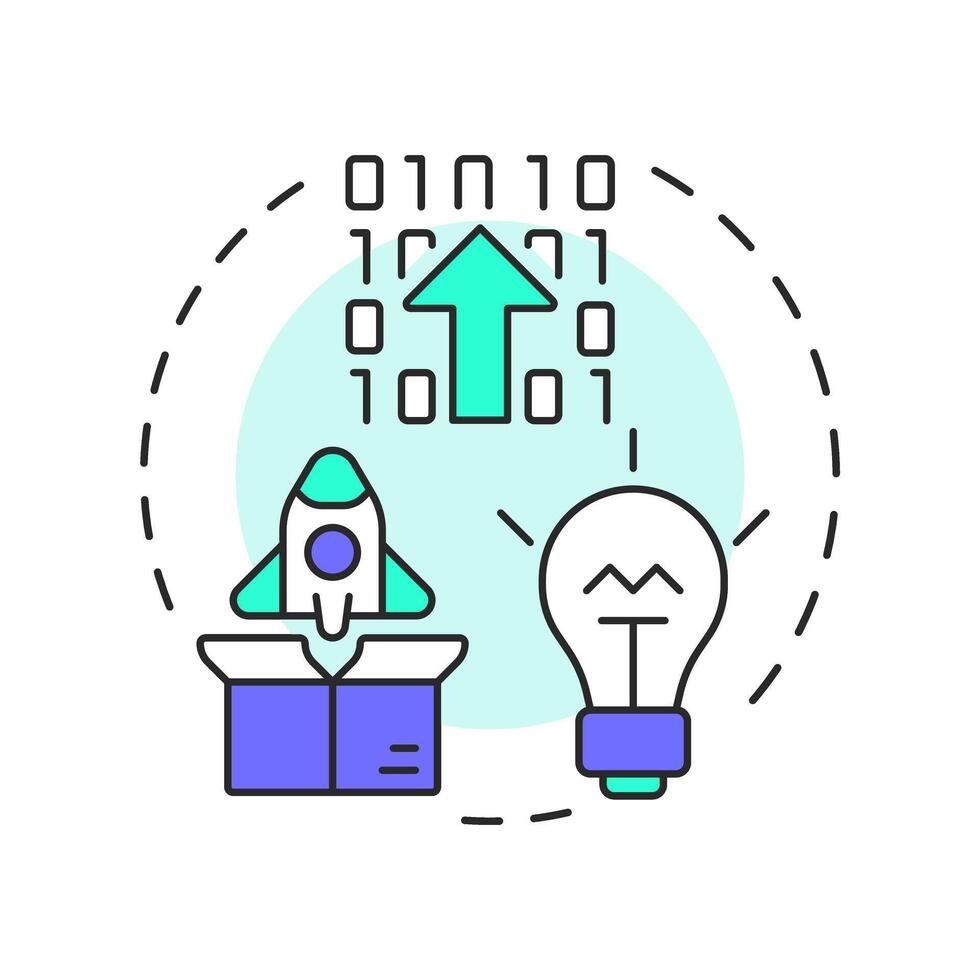 Business models innovation multi color concept icon. Software development, coding. Round shape line illustration. Abstract idea. Graphic design. Easy to use in infographic, presentation vector