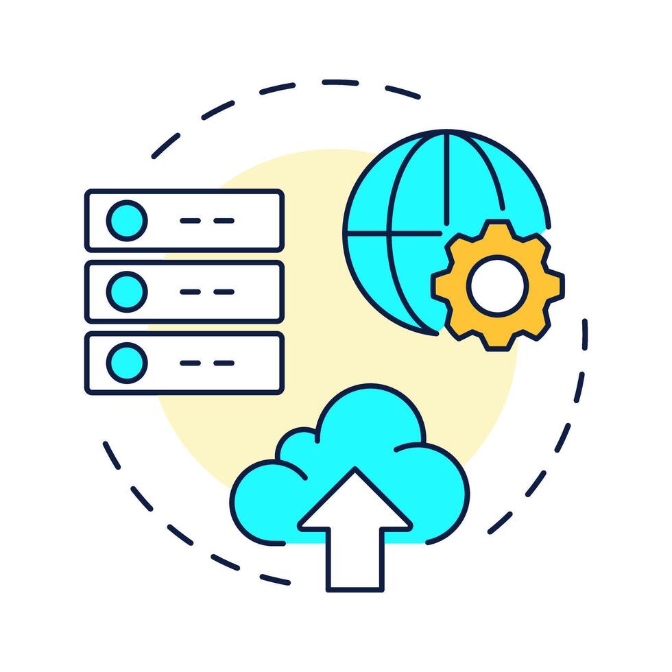 Cloud adoption multi color concept icon. Data storage, servers. Internet, network. Round shape line illustration. Abstract idea. Graphic design. Easy to use in infographic, presentation vector