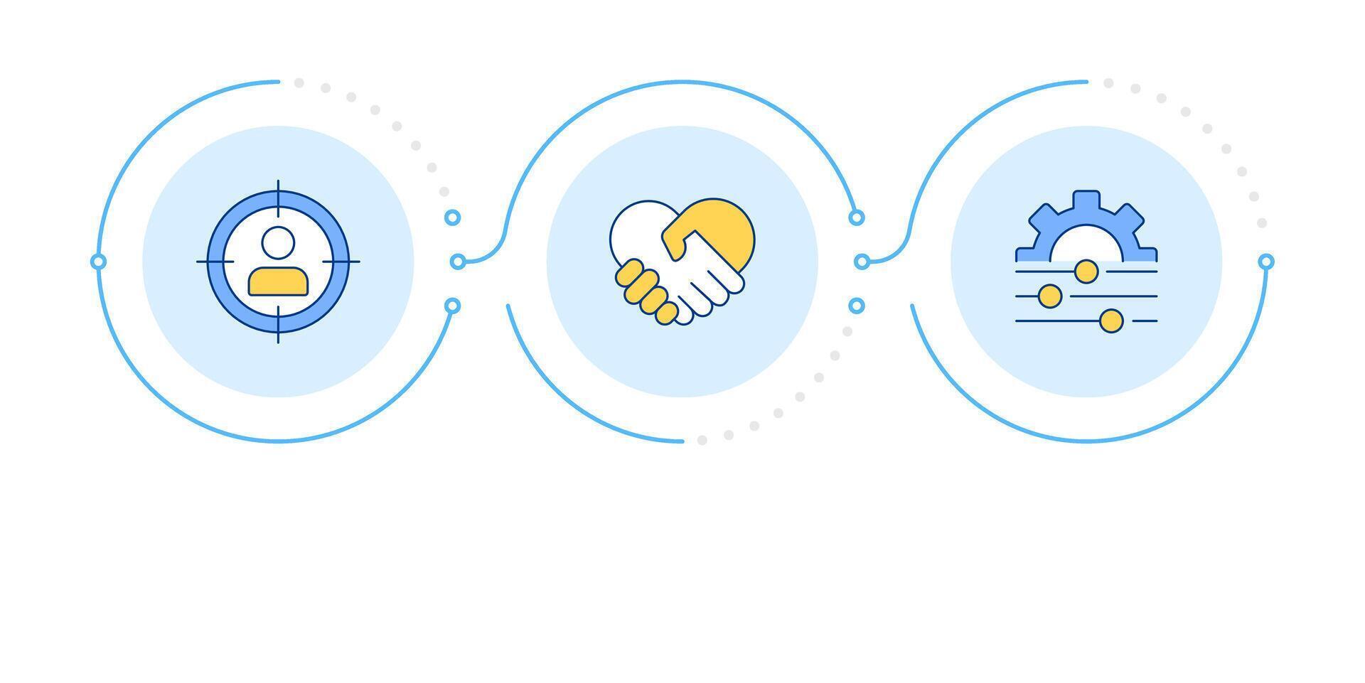 Basic communication skills infographic 3 steps. Attention, attitude. Friendship, relationships. Flow chart infochart. Editable info graphics icons vector