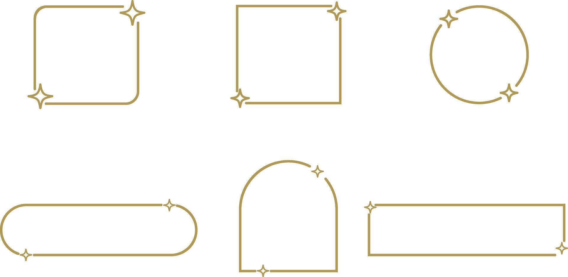 Minimal Frame Set with Sparkles . Elegant Geometric Borders vector