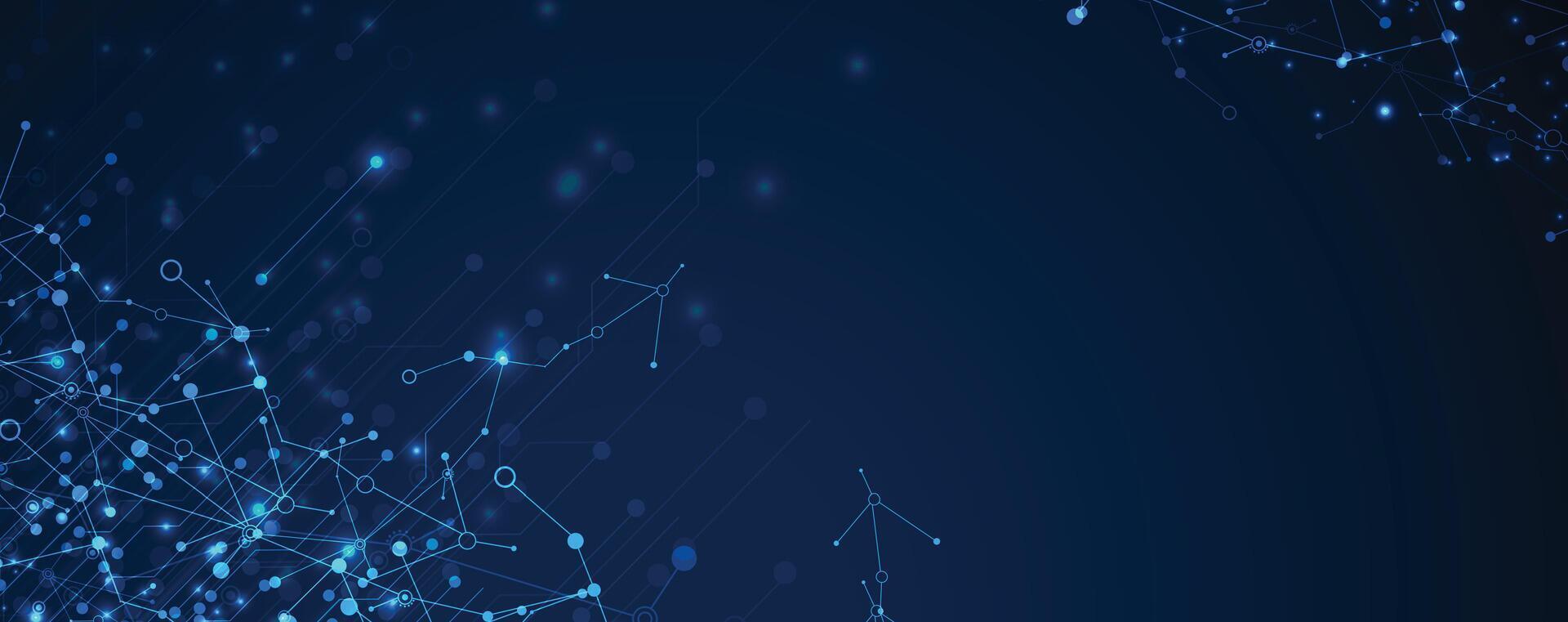 abstract blue technology background with connected lines and dots vector