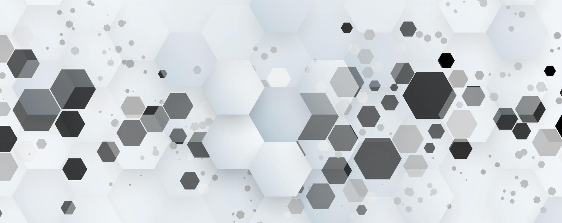 abstract hexagon background with black and white hexagons vector