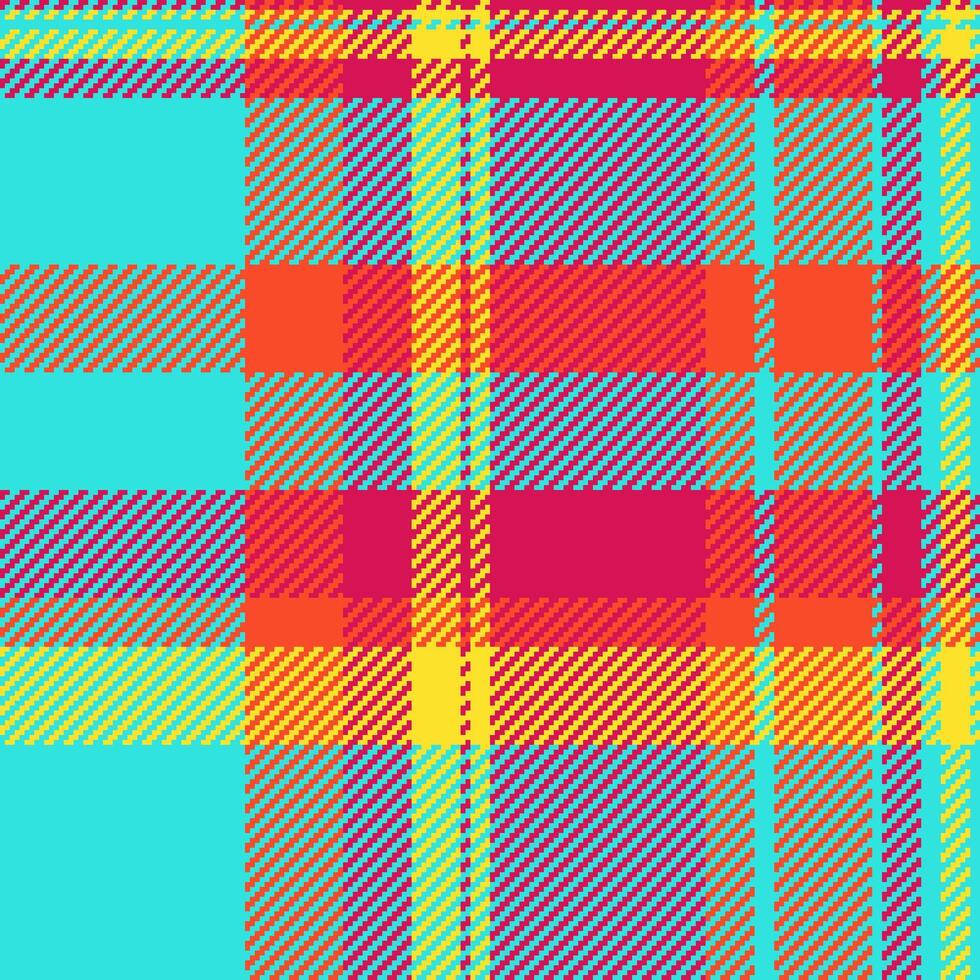 Colorful, pixelated plaid pattern. Retro and vibrant design, perfect for backgrounds, textiles, and creative projects. Adds a lively, classic touch to any design. vector