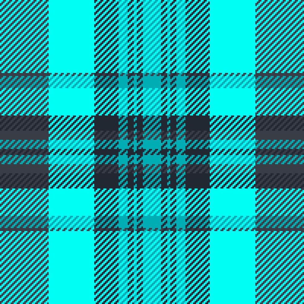 Vibrant turquoise plaid pattern with intersecting stripes. Great for backgrounds, apparel design, textile projects and bold creative concepts. Versatile texture. vector