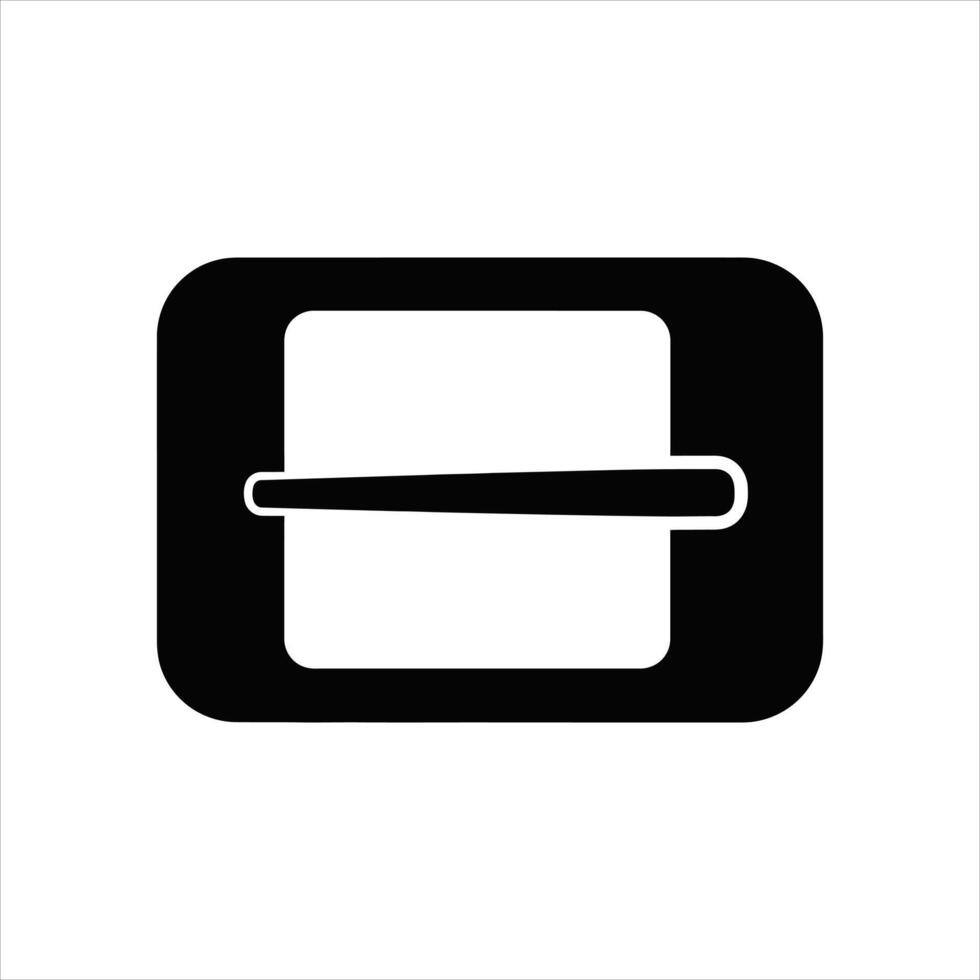 Black icon of a rectangular belt buckle with a horizontal bar on a white background fastener vector