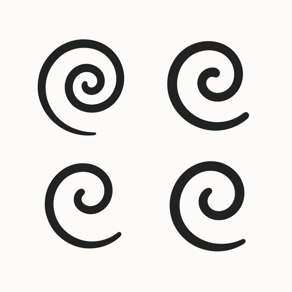 Simple Lineart Swirl Shape Design Element Collection Graphic Resource vector