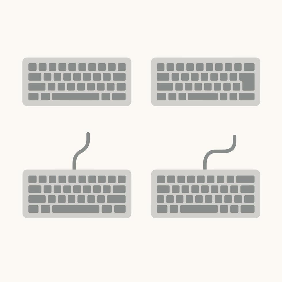 Minimalist Flat Style Computer Keyboard Device Symbol Icon Illustration Set vector