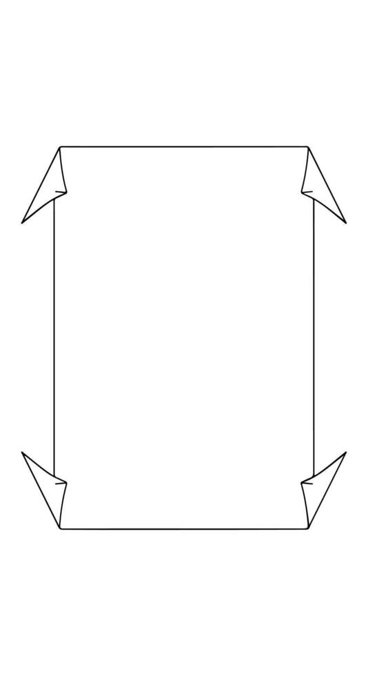 Folded Paper Frame Simple Design Clean Lines Blank Template. vector