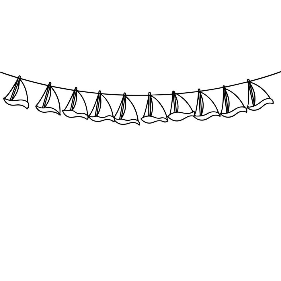 A line drawing of a string of bells hanging on a line vector