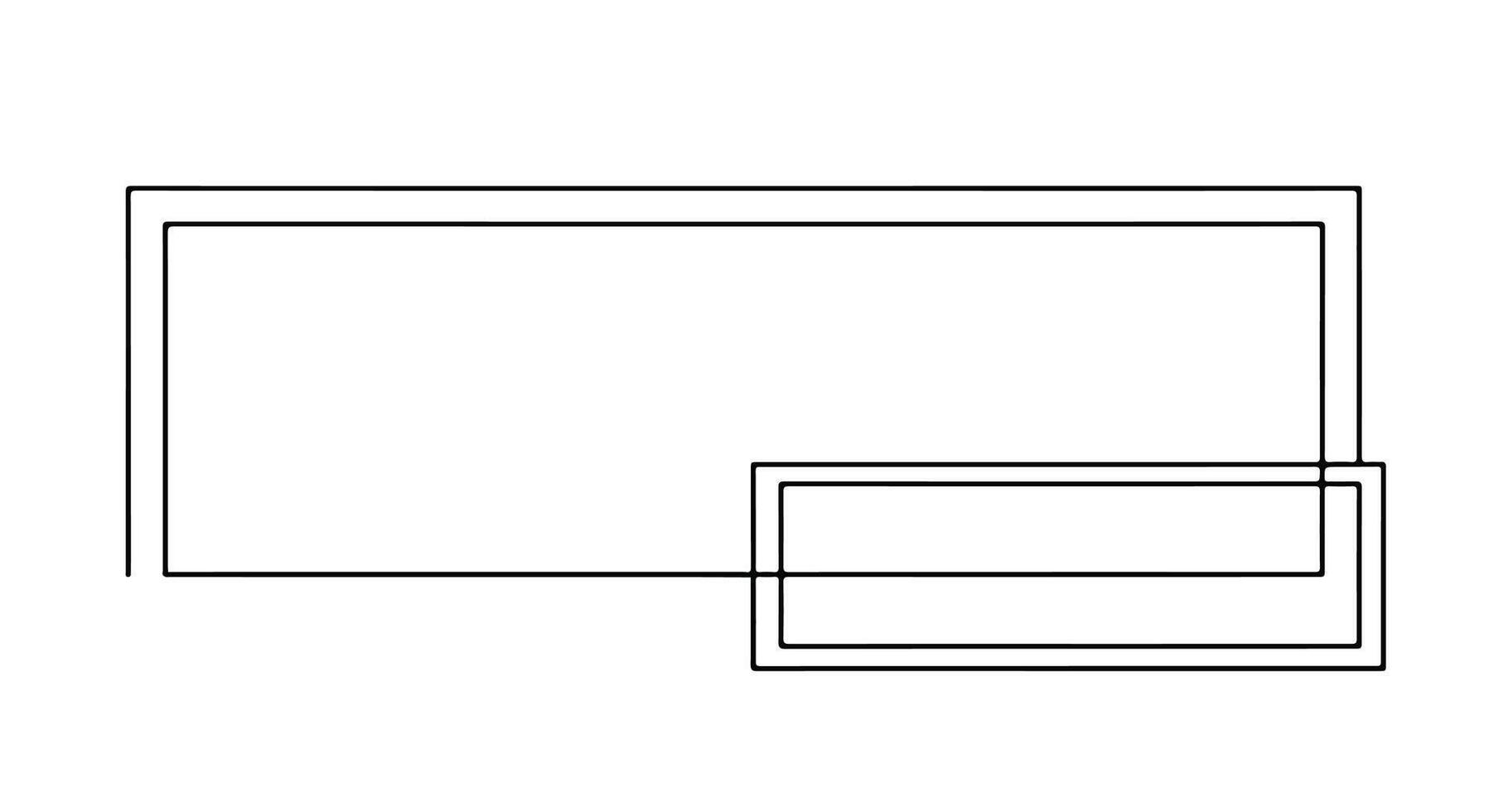 A drawing of a square with a rectangle on top vector