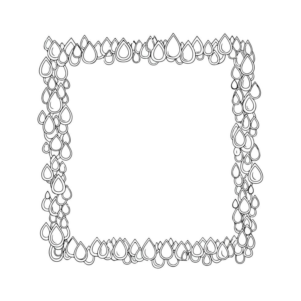 A drawing of a square frame with a lot of drops vector