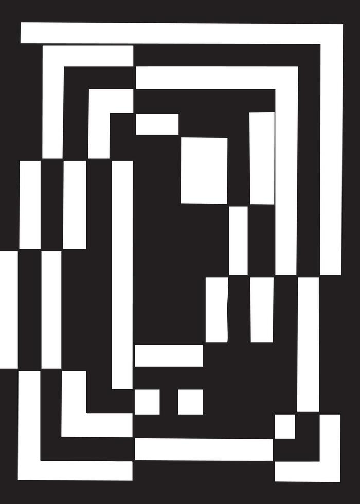 Abstract Geometric Disruptive Pattern Background in Black and White vector