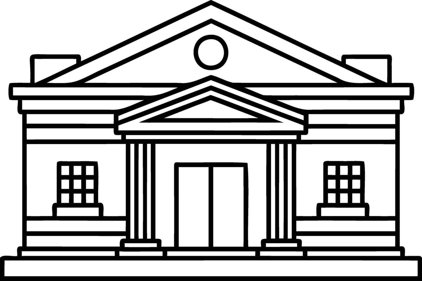 Neoclassical building architecture with columns and pediment vector