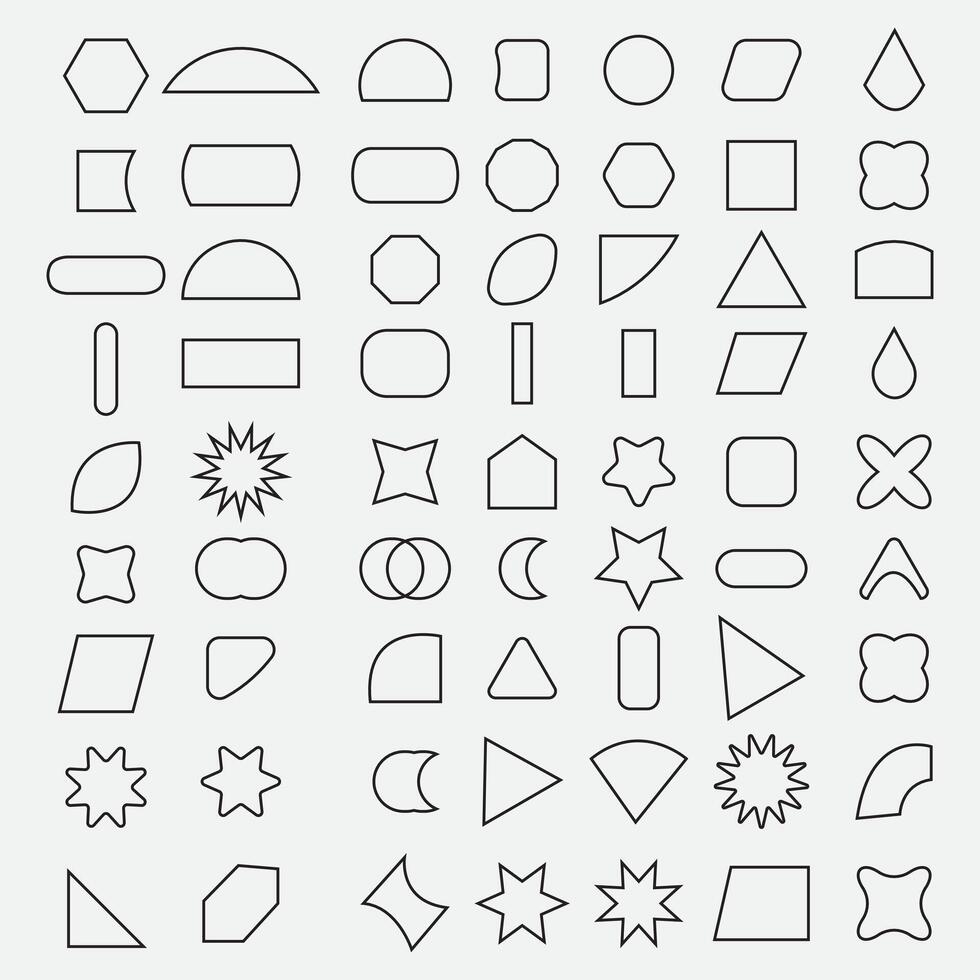 A set of shapes and shapes that are drawn in a line vector