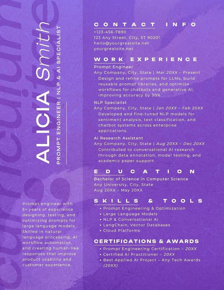 Prompt Engineer  Resume template