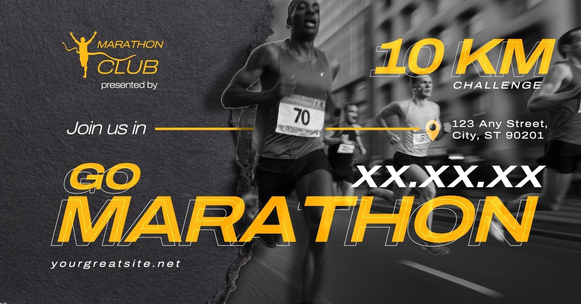 Go Marathon Campaign for Facebook Ad Post with a Running Man Participant template