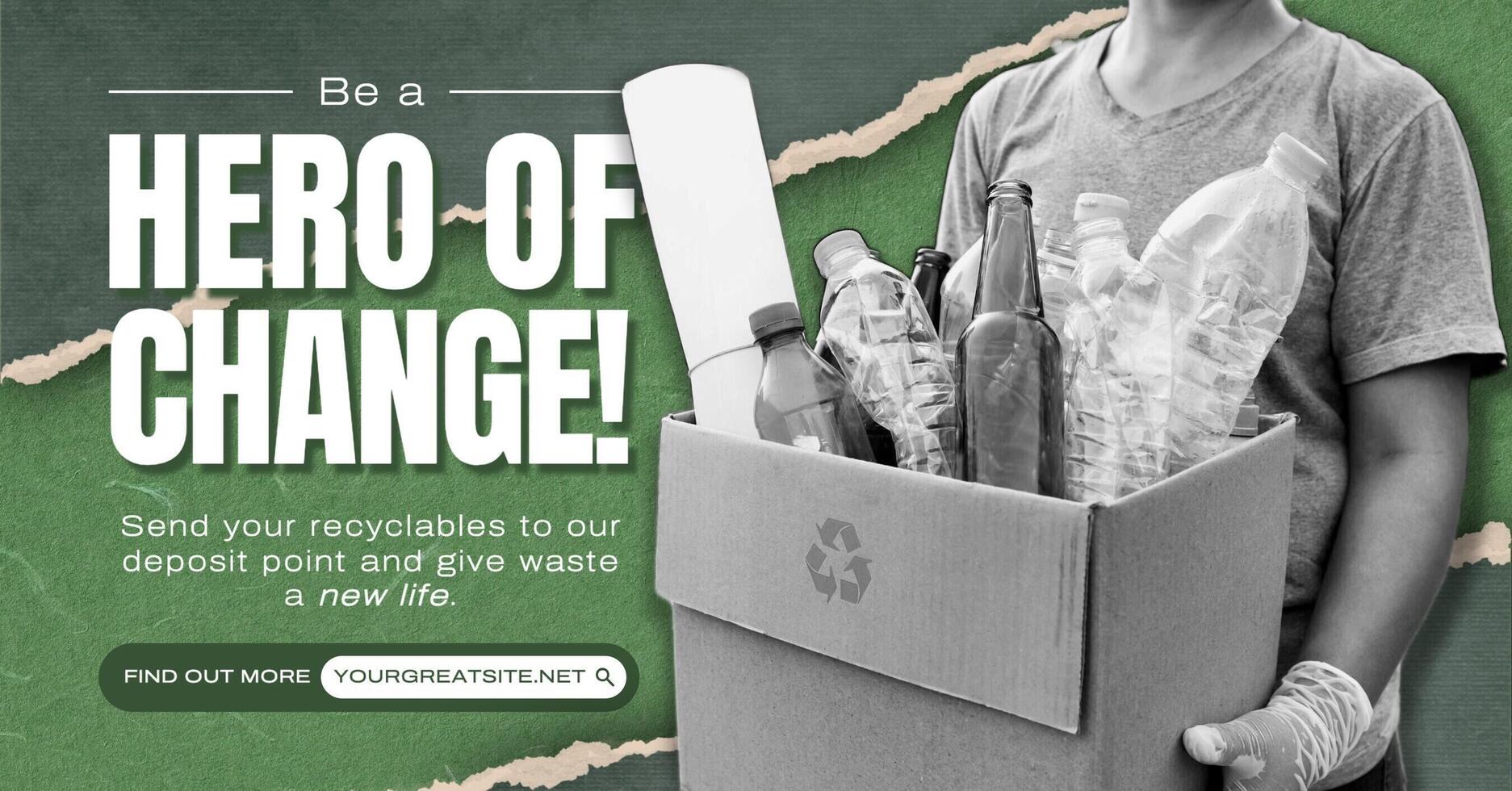 Hero of Change Recycling Program Campaign for Facebook Ad Post template