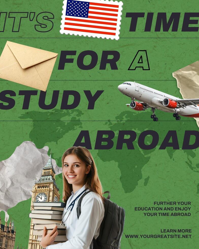 study aboard promotion for social media post template