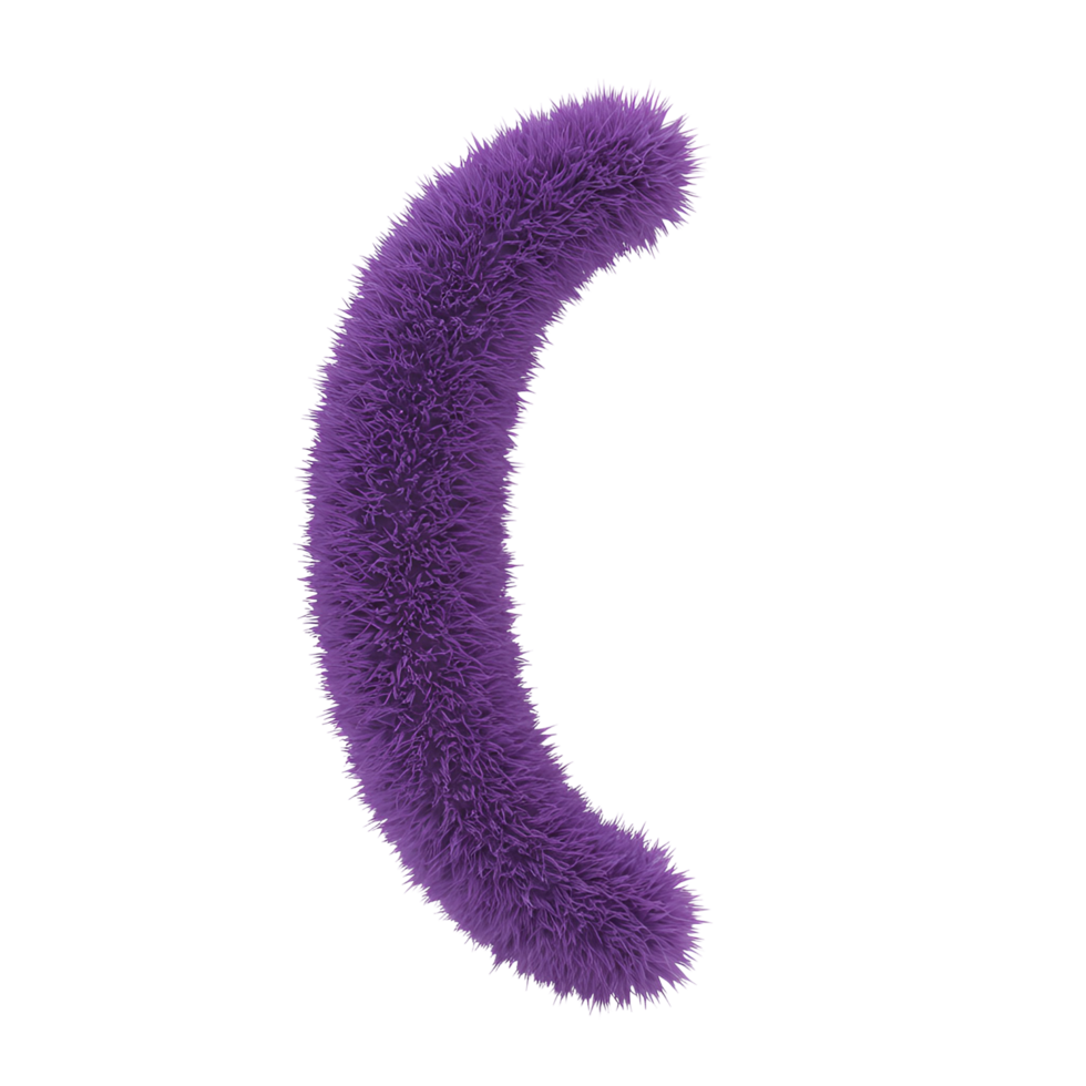 Purple curve fluffy texture vibrant design isolated object abstract shape soft render art on transparent background png