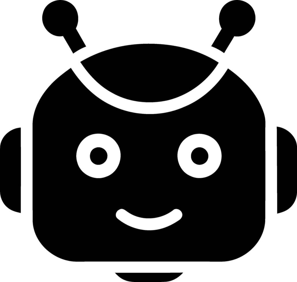 Friendly robot face icon simple happy character vector