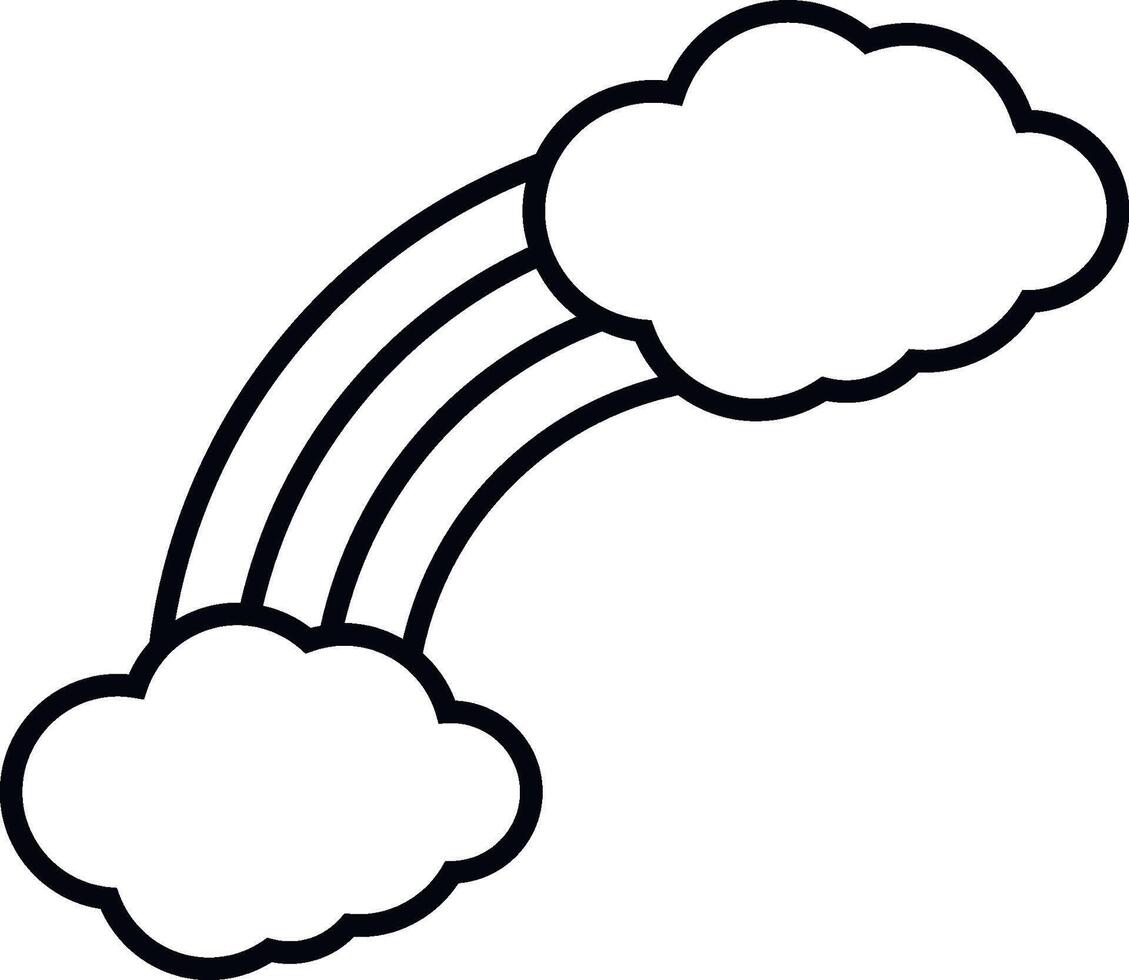 Rainbow, two clouds icon. Simple thin line, outline of Saint Patricks Day icons for UI and UX, website or mobile application on white background vector