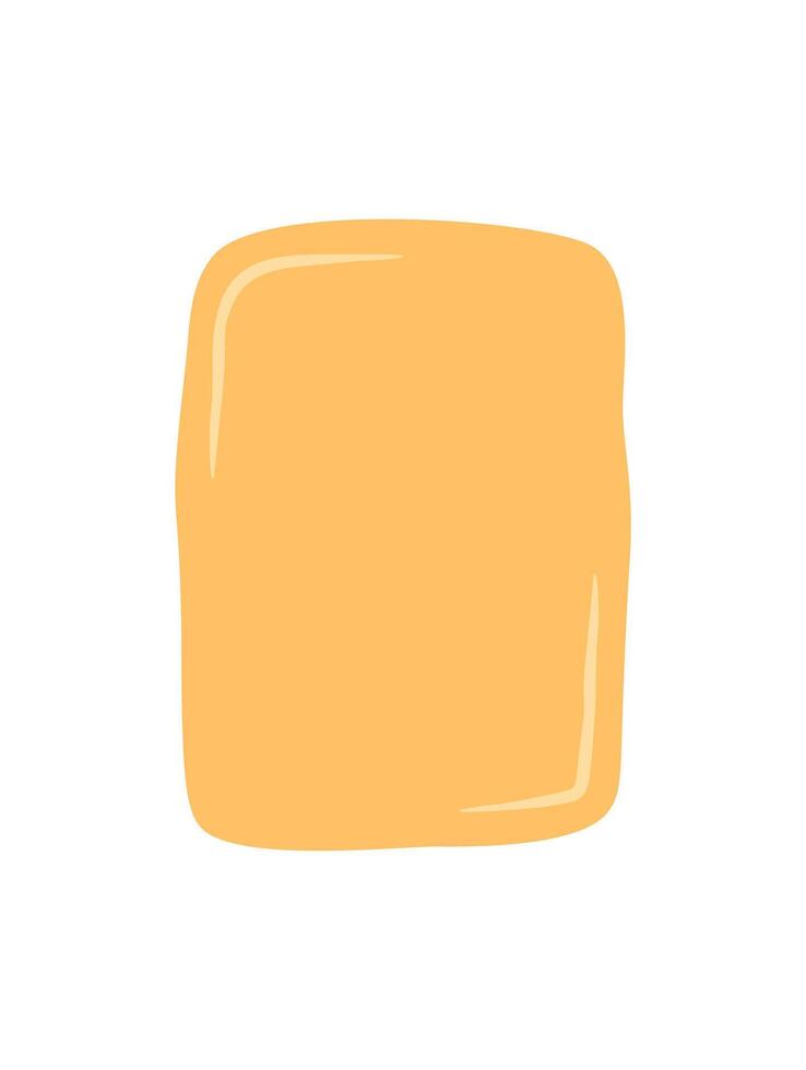 Hand drawn organic squiggle sticker frame in soft orange forms a unique badge with a rectangle patch shape. This playful blob and doodle background offers creative quote badge or patch for modern vector